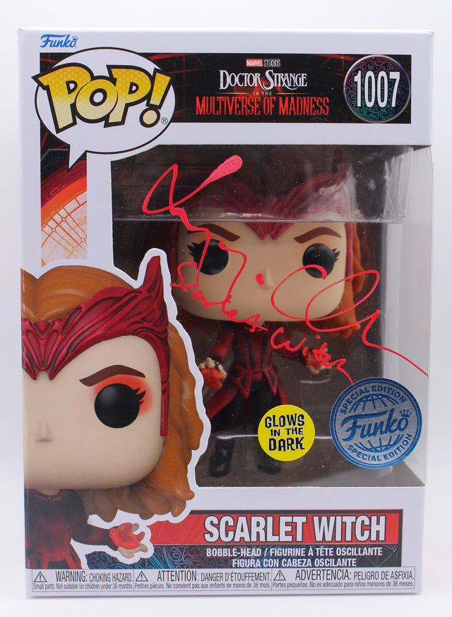 A signed Elizabeth Olsen Signed - Funko Pop! - #1007 — B - Funko Pop! #1007 with Character Name