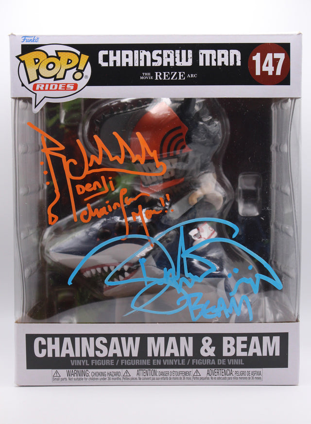 A signed Chainsaw Man Cast Signed - Funko Pop! - #147 — A - Funko Pop! #147 with Character Name