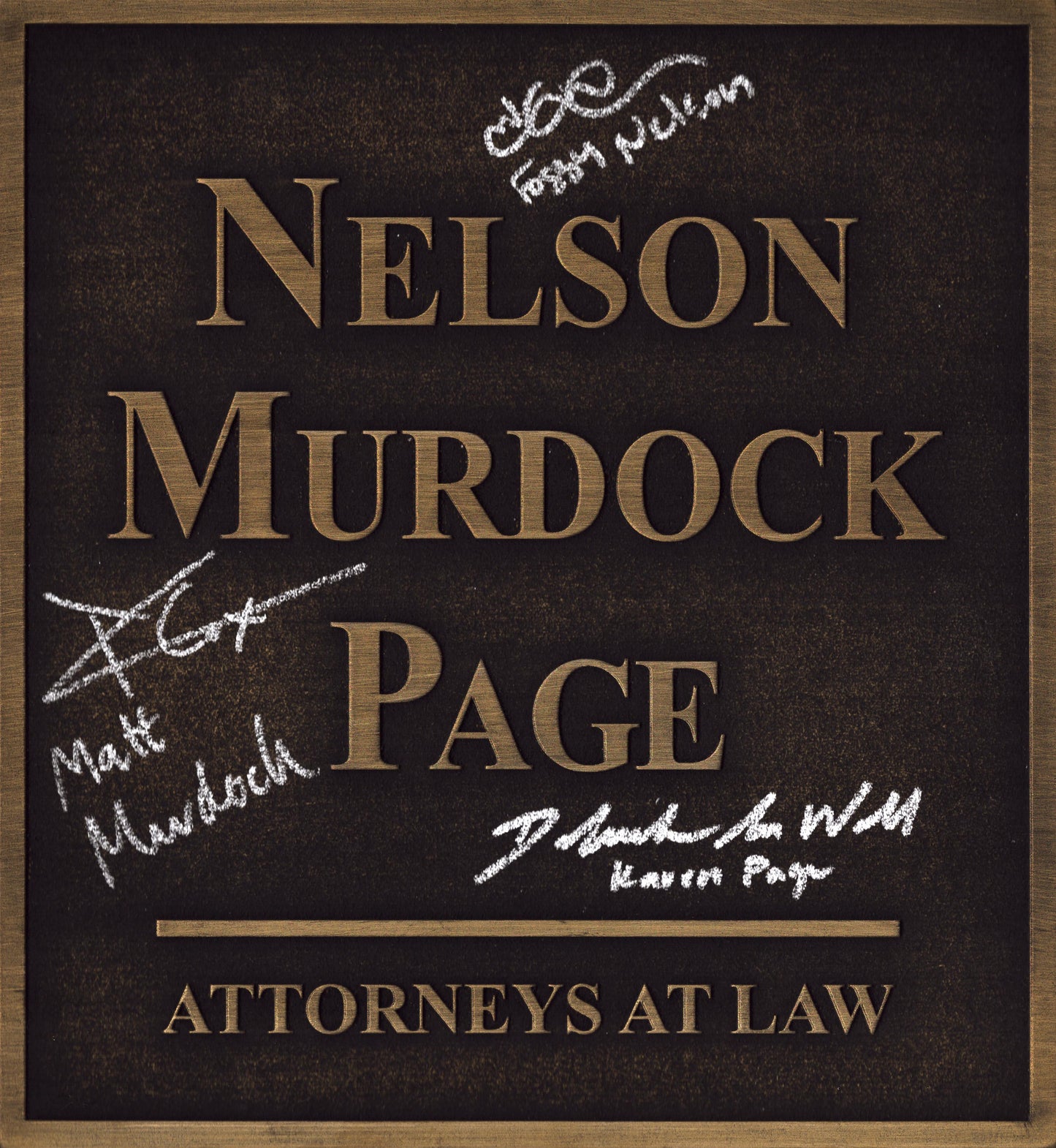Daredevil Cast Signed - Prop - Nelson Murdock & Page Sign