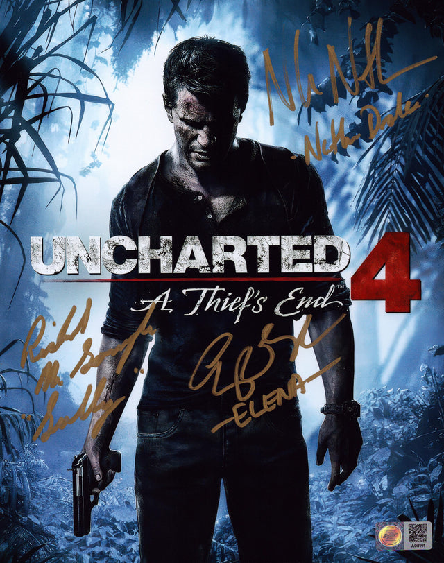 A signed Uncharted Cast Signed - Photos - 8x10 — A - 8x10 Photo with Character Name
