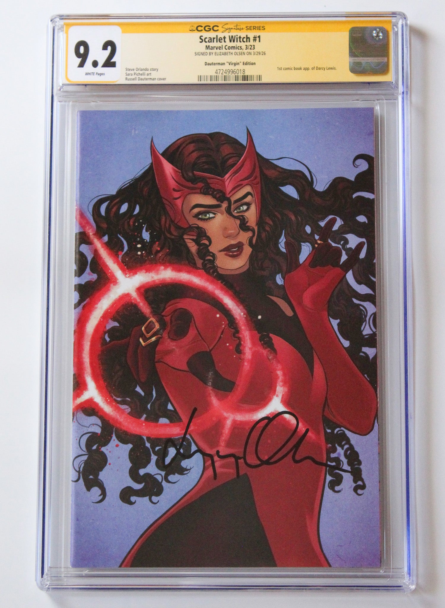 エリザベスオルセン　直筆サイン　ワンダ スカーレットウィッチ Elizabeth Olsen Signed - Comic Book - Scarlet Witch #1 - Dauterman