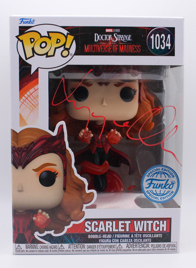 A signed Elizabeth Olsen Signed - Funko Pop! - #1034 — A - Funko Pop! #1034