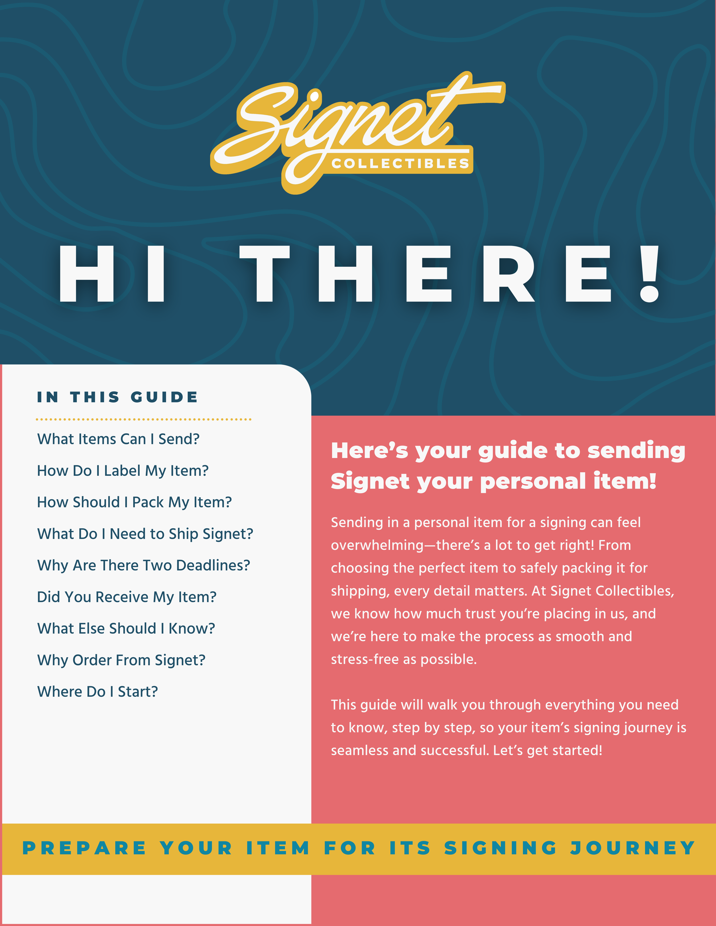 Item Guide Sign Signet's Sending In a Personal Item Guide – Signet Collectibles