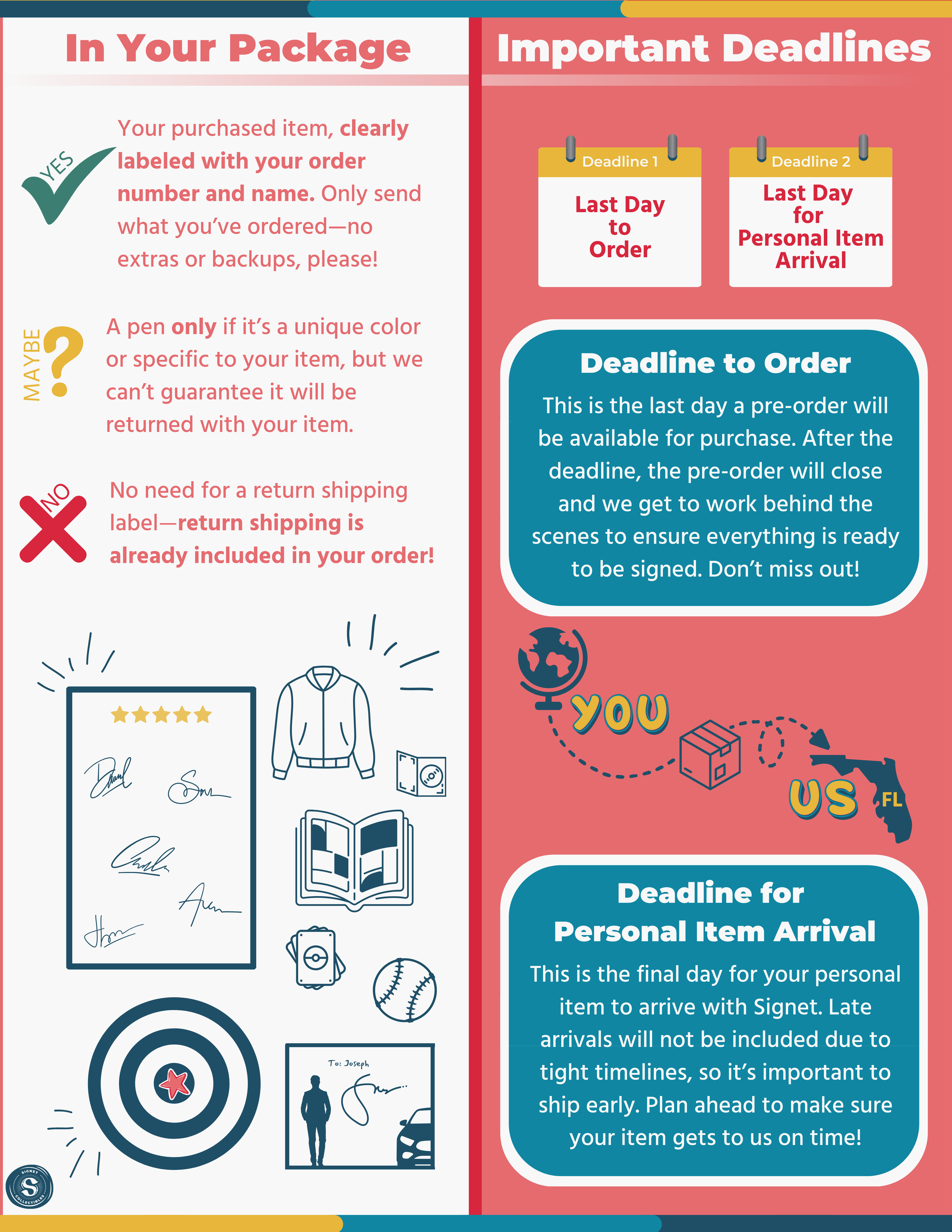 Item Guide Sign Signet's Sending In a Personal Item Guide – Signet Collectibles